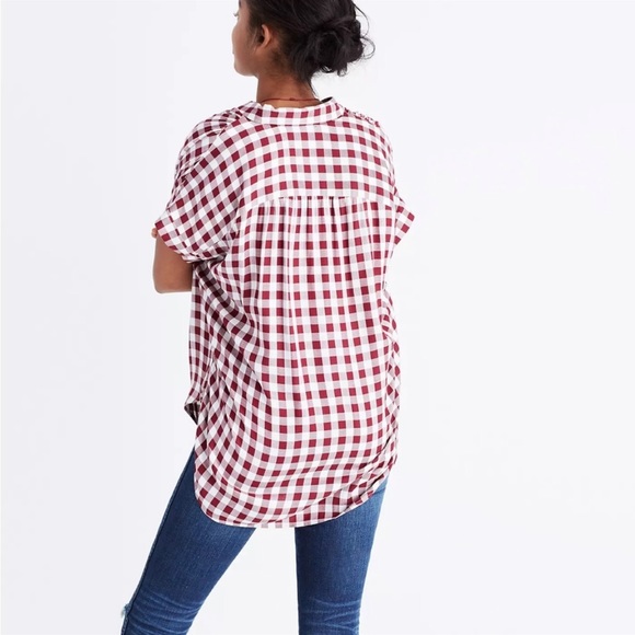Madewell Central Shirt Red White Gingham Check Plaid Size XS - Picture 7 of 7